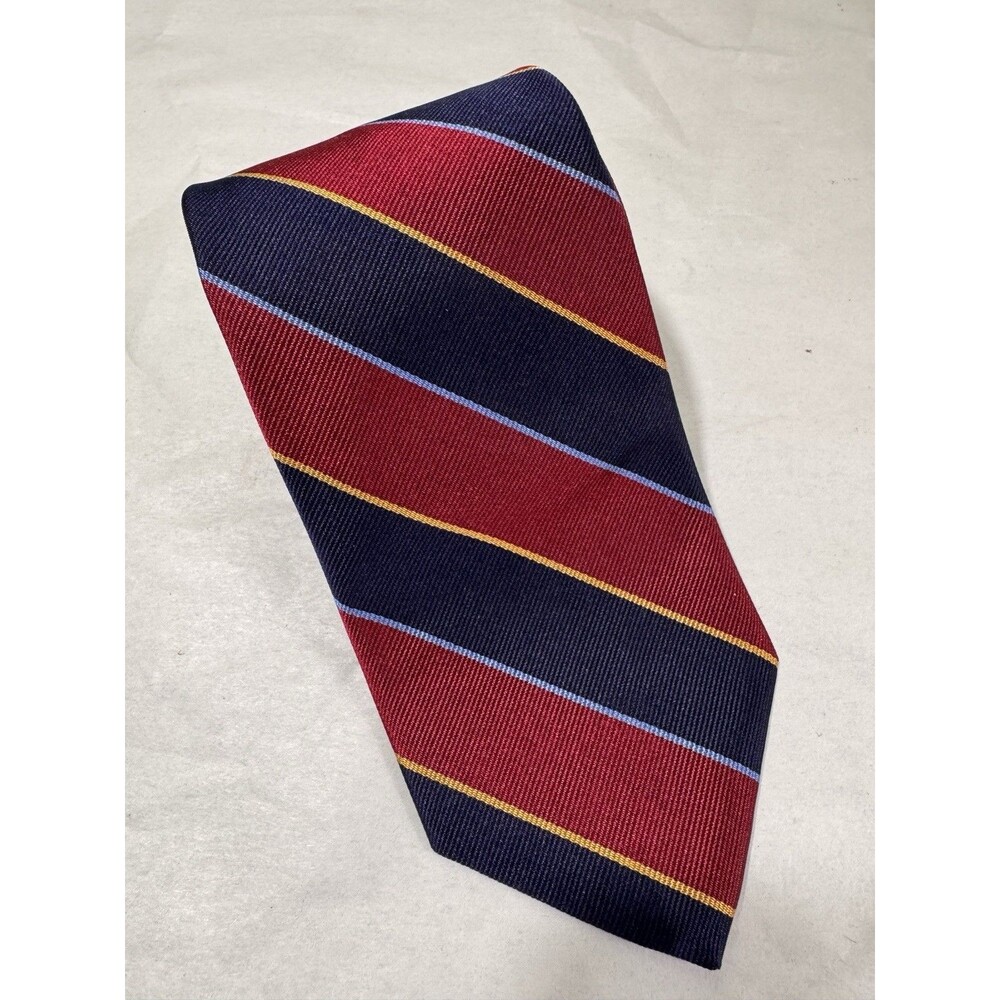 NWOT Brooks Brothers Silk Tie USA Made Navy/Red/Gold Stripes 58"x3.25"
